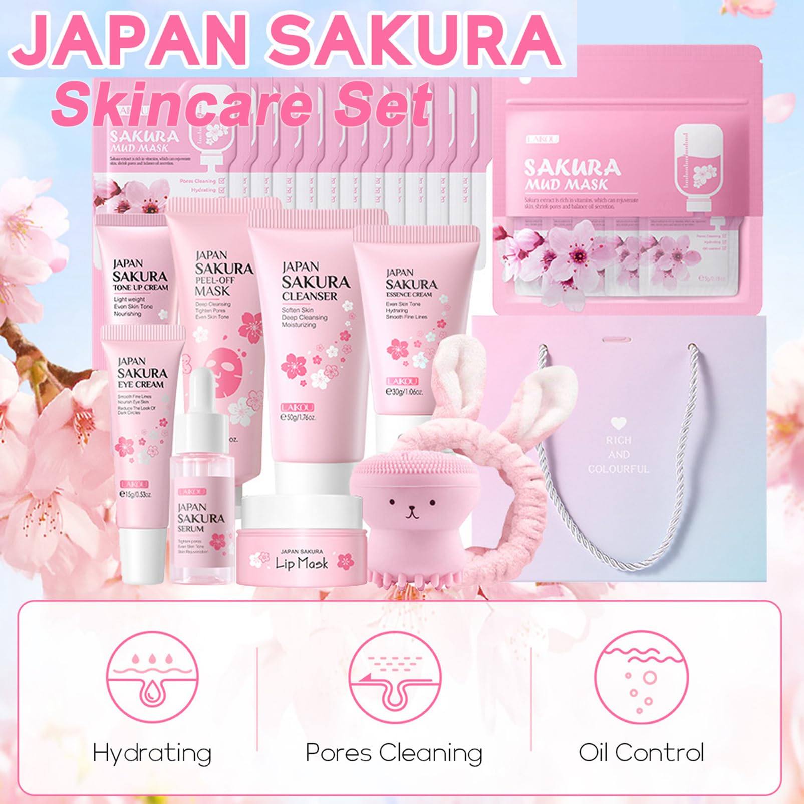 Amazon.com : Skin Care Set Sakura Women Beauty Gift Sets Korean